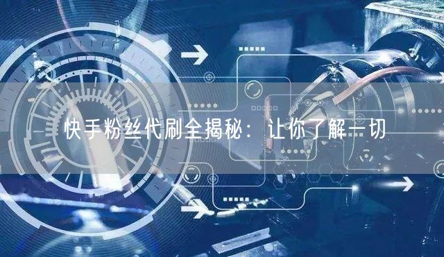 快手粉丝代刷全揭秘:让你了解一切