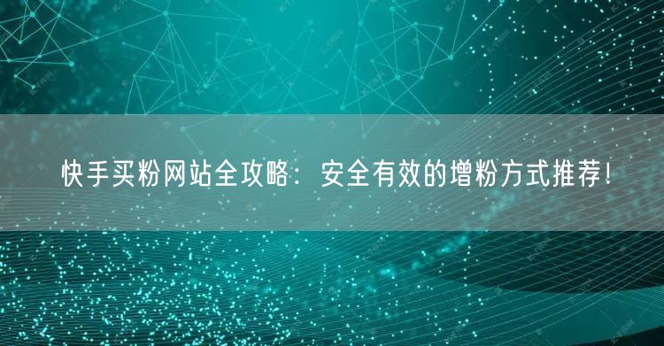 快手买粉网站全攻略:安全有效的增粉方式推荐!