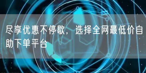 尽享优惠不停歇,选择全网最低价自助下单平台